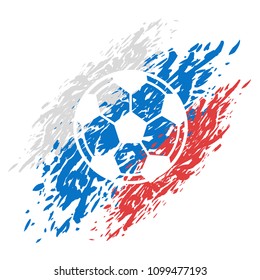 Soccer ball with a textured russian flag
