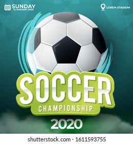 Soccer Ball Tournament Illustration with Grass in Blue Background