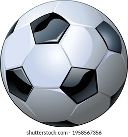 Soccer Ball. Traditional football ball isolated on white background. Classic sport equipment to play soccer game