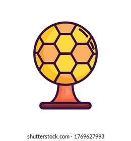 icono de trofeo de fútbol sobre fondo blanco, estilo de color de línea, ilustración vectorial