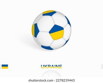 Fußball mit der Flagge der Ukraine, Fußballsportausrüstung. Vektorgrafik.