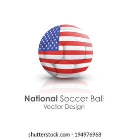 Soccer ball of United States of America over white background