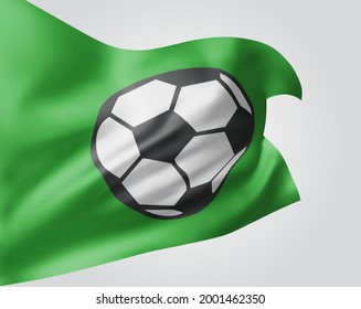 bola de fútbol, bandera vectorial 3d aislada en fondo blanco