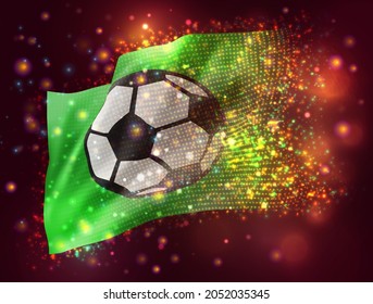 soccer ball vector 3d flag on pink purple background with lighting and flares