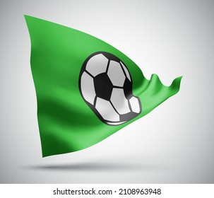 soccer ball, vector 3d flag isolated on white background