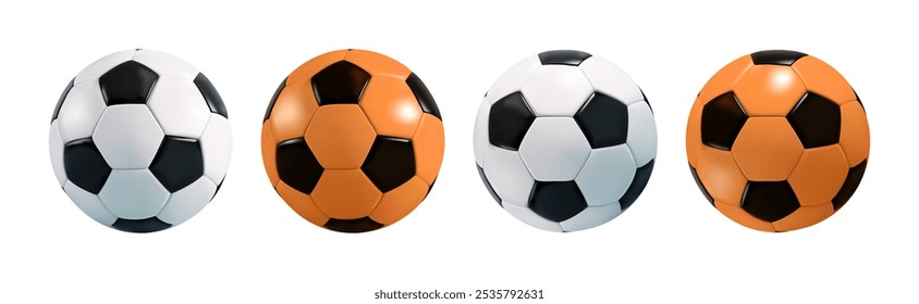 Jogo de ícone 3d do vetor da bola de futebol. Futebol europeu preto e branco. Logo isolado do esporte para a aposta do jogo. Handebol isolado renderização realista para a copa do mundo, equipe escolar, torneio de clube.