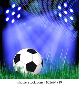 Soccer Ball vector background. Soccer ball in the green grass.