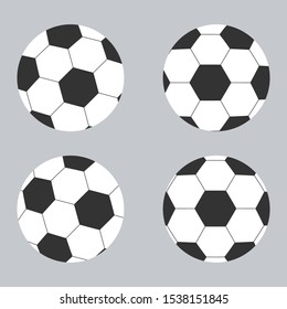 Soccer ball vector flat simple icons set isolated on background.