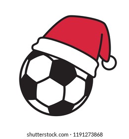 soccer ball vector football Christmas Hat Santa Claus Xmas cartoon character icon logo