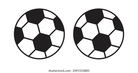 Soccer ball vector icon set in black color.