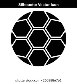 Soccer ball vector illustration with black and white hexagon pattern.	
