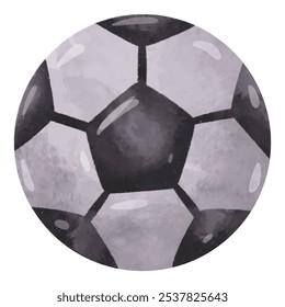 Ilustración vectorial de la bola de fútbol, arte clásico del Clip de la bola de fútbol en estilo dibujado a mano de la acuarela, aislado en el fondo blanco
