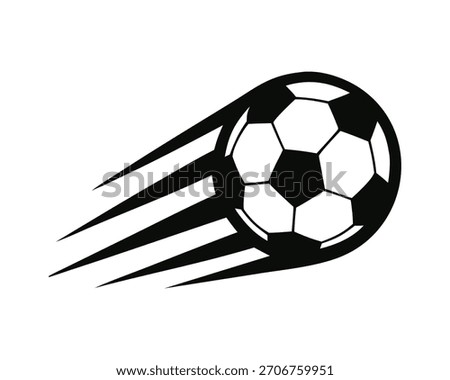 Soccer ball vector with speed lines, dynamic sports illustration icon graphic	