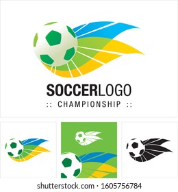 Soccer Ball Vector Symbol Championship (Company) Logo. Dynamic Color Gradient Style Logotype. Ball, Field and Net Icon illustration. Elegant Identity Concept Design Idea Template (Brand). 