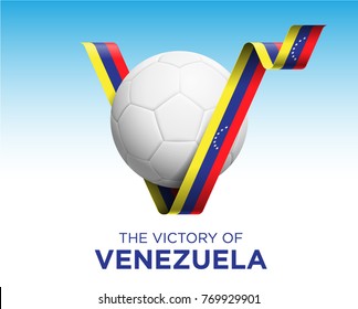 Soccer Ball With Victory Flag Banner. Vector Illustration.