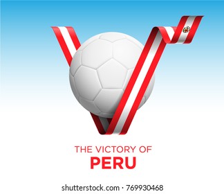 Soccer Ball With Victory Flag Banner. Vector Illustration.