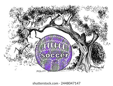 Soccer ball in vintage style. Creative concept for football season championship idea. Vector illustration.