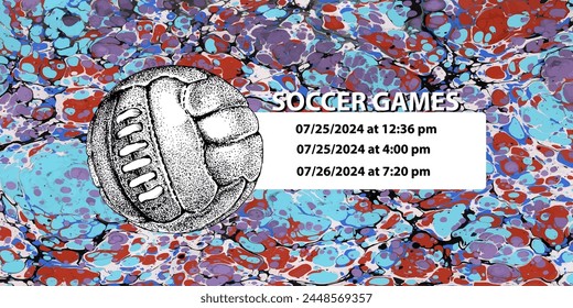 Soccer ball in vintage style. Creative concept for football season championship idea. Marble textures that are perfect for both print and web.