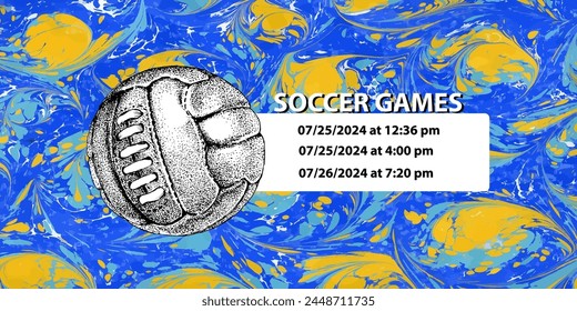 Soccer ball in vintage style. Creative concept for football season championship idea. Marble textures that are perfect for both print and web.