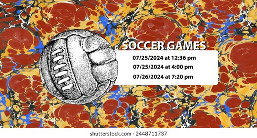 Soccer ball in vintage style. Creative concept for football season championship idea. Marble textures that are perfect for both print and web.