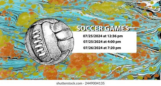 Soccer ball in vintage style. Creative concept for football season championship idea. Marble textures that are perfect for both print and web.