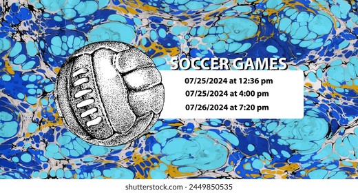 Soccer ball in vintage style. Creative concept for football season championship idea. Marble textures that are perfect for both print and web.
