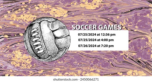 Soccer ball in vintage style. Creative concept for football season championship idea. Marble textures that are perfect for both print and web.
