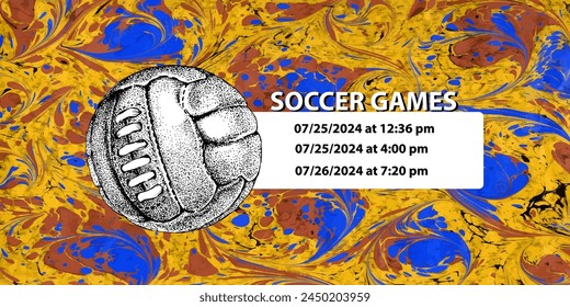 Soccer ball in vintage style. Creative concept for football season championship idea. Marble textures that are perfect for both print and web.
