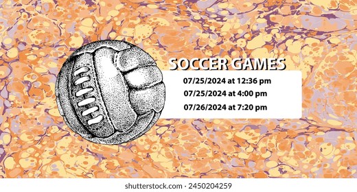 Soccer ball in vintage style. Creative concept for football season championship idea. Marble textures that are perfect for both print and web.
