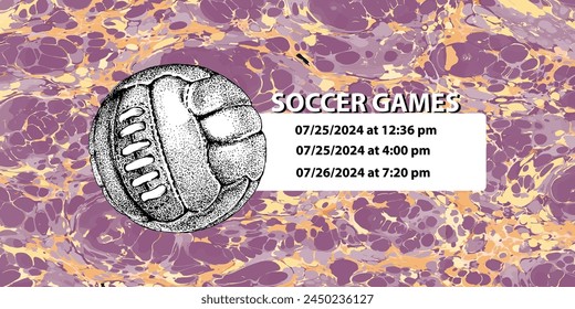 Soccer ball in vintage style. Creative concept for football season championship idea. Marble textures that are perfect for both print and web.
