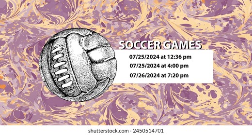 Soccer ball in vintage style. Creative concept for football season championship idea. Marble textures that are perfect for both print and web.
