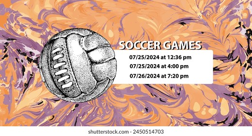 Soccer ball in vintage style. Creative concept for football season championship idea. Marble textures that are perfect for both print and web.
