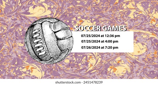 Soccer ball in vintage style. Creative concept for football season championship idea. Marble textures that are perfect for both print and web.