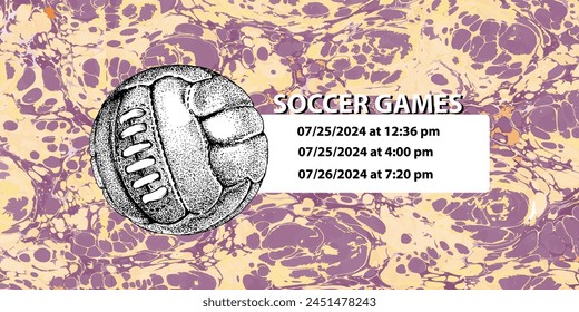 Soccer ball in vintage style. Creative concept for football season championship idea. Marble textures that are perfect for both print and web.