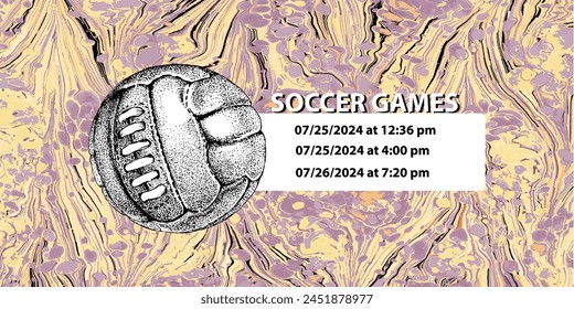 Soccer ball in vintage style. Creative concept for football season championship idea. Marble textures that are perfect for both print and web.