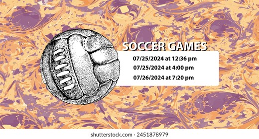 Soccer ball in vintage style. Creative concept for football season championship idea. Marble textures that are perfect for both print and web.