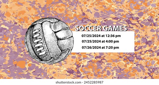 Soccer ball in vintage style. Creative concept for football season championship idea. Marble textures that are perfect for both print and web.