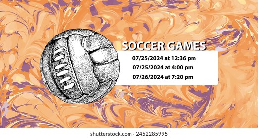 Soccer ball in vintage style. Creative concept for football season championship idea. Marble textures that are perfect for both print and web.