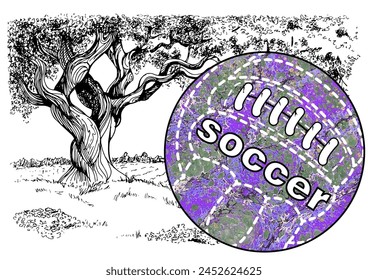 Soccer ball in vintage style. Creative concept for football season championship idea. Vector illustration.