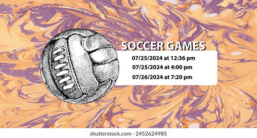 Soccer ball in vintage style. Creative concept for football season championship idea. Marble textures that are perfect for both print and web.