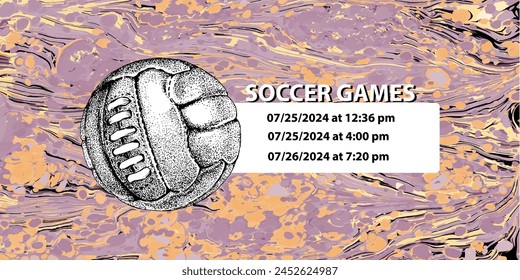 Soccer ball in vintage style. Creative concept for football season championship idea. Marble textures that are perfect for both print and web.