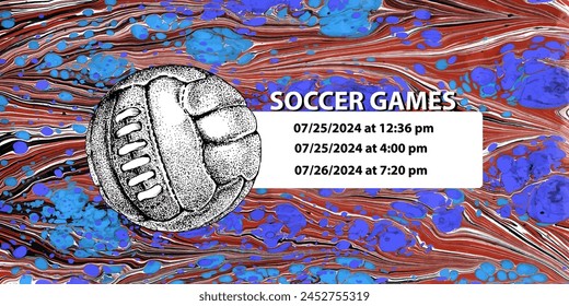 Soccer ball in vintage style. Creative concept for football season championship idea. Marble textures that are perfect for both print and web.
