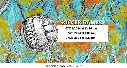 Soccer ball in vintage style. Creative concept for football season championship idea. Marble textures that are perfect for both print and web.
