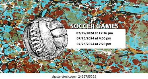 Soccer ball in vintage style. Creative concept for football season championship idea. Marble textures that are perfect for both print and web.
