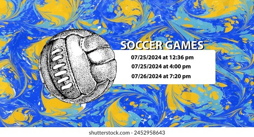 Soccer ball in vintage style. Creative concept for football season championship idea. Marble textures that are perfect for both print and web.
