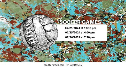 Soccer ball in vintage style. Creative concept for football season championship idea. Marble textures that are perfect for both print and web.
