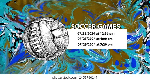 Soccer ball in vintage style. Creative concept for football season championship idea. Marble textures that are perfect for both print and web.
