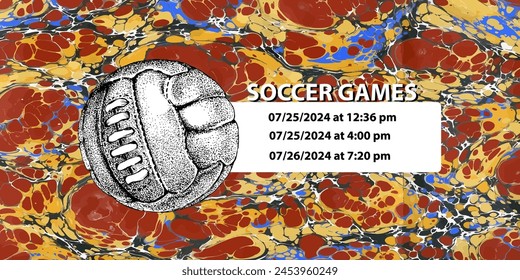 Soccer ball in vintage style. Creative concept for football season championship idea. Marble textures that are perfect for both print and web.
