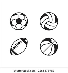 soccer ball, volley ball, football, basketball or sport balls icon symbol sign, vector illustration