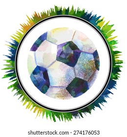 Soccer ball in watercolor style. 